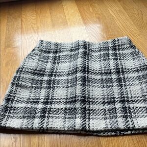 LOFT Black and White Plaid Mini Skirt